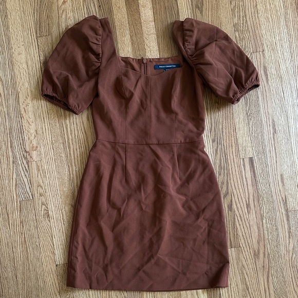 French Connection Dresses & Skirts - French Connection Brown Puff Sleeve Mini Dress